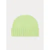 Gobi Mongolian Cashmere Cashmere Rib Knit Hat Unisex In Jade Lime