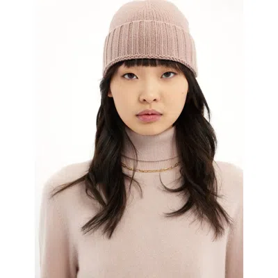 Gobi Mongolian Cashmere Cashmere Rib Knit Hat /unisex/ In Pink