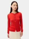 Gobi Mongolian Cashmere Cashmere-silk Crew Neck Cardigan In Red