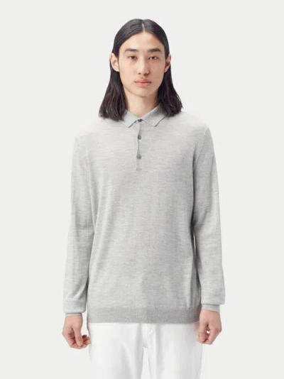 Gobi Mongolian Cashmere Cashmere Silk Polo In Light Grey