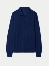 Gobi Mongolian Cashmere Cashmere Silk Polo-neck Cardigan In Blue