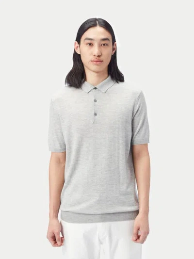 Gobi Mongolian Cashmere Cashmere Silk Polo Shirt In Light Grey