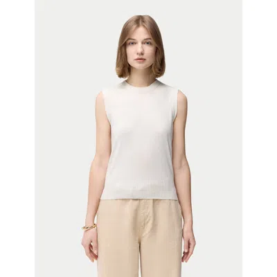 Gobi Mongolian Cashmere Cashmere Silk Sleeveless Top In Whisper White