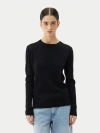Gobi Mongolian Cashmere Cashmere Silk Sweater With Silver Threading In Black