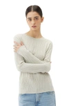 Gobi Mongolian Cashmere Cashmere Silk Sweater With Silver Threading In White