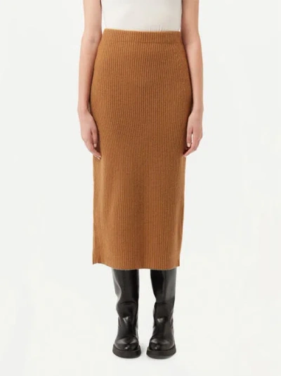 Gobi Mongolian Cashmere Cashmere Skirt With Zip In Brown