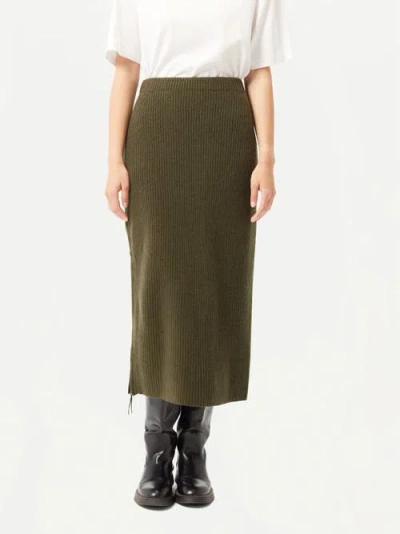 Gobi Mongolian Cashmere Cashmere Skirt With Zip In Green