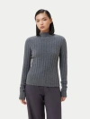 Gobi Mongolian Cashmere Cashmere Turn-up Cuffs Sweater In Stone Gray