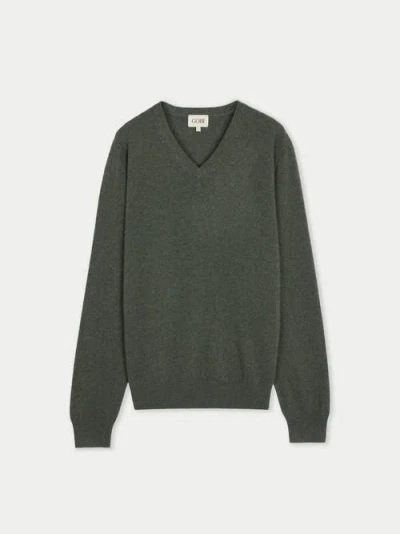 Gobi Mongolian Cashmere Cashmere V-neck Sweater In Black Forest