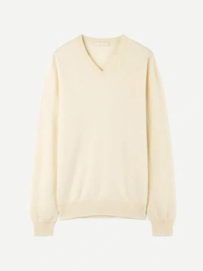 Gobi Mongolian Cashmere Cashmere V-neck Sweater In Off White
