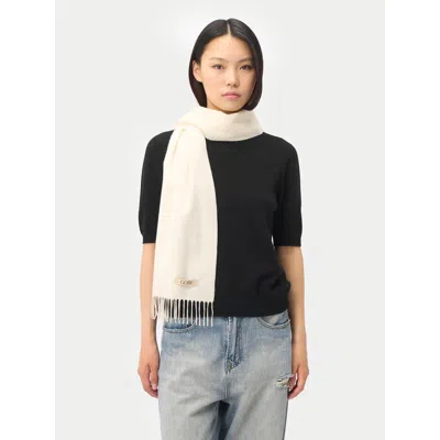 Gobi Mongolian Cashmere Cashmere Woven Scarf In White