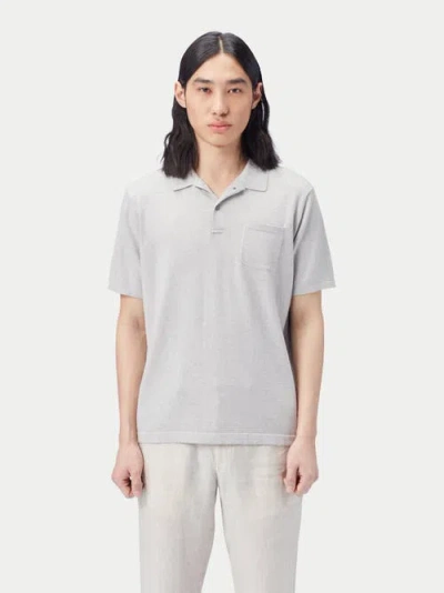 Gobi Mongolian Cashmere Cotton Silk Cashmere Blend Polo Shirt In Wind Chime