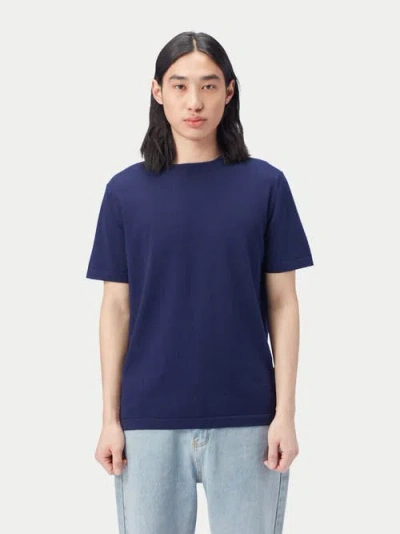 Gobi Mongolian Cashmere Cotton Silk Cashmere Blend T-shirt In Navy