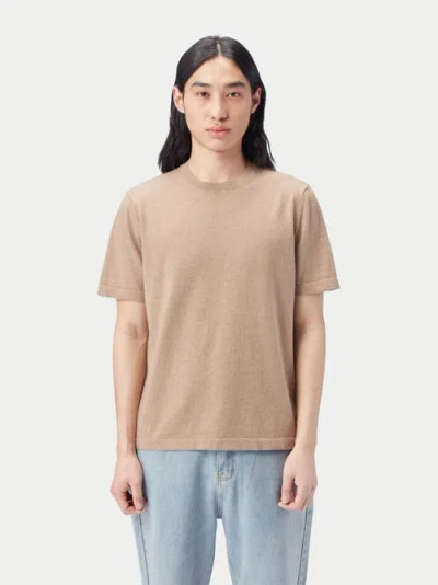 Gobi Mongolian Cashmere Cotton Silk Cashmere Blend T-shirt In Timber Wolf
