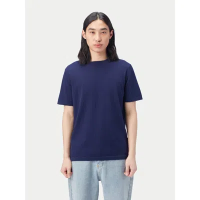 Gobi Mongolian Cashmere Cotton Silk Cashmere T-shirt In Navy