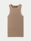 Gobi Mongolian Cashmere Cotton Silk Cashmere Tank Top In Timber Wolf