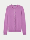Gobi Mongolian Cashmere Crew Neck Cardigan In Fuchisa Pink