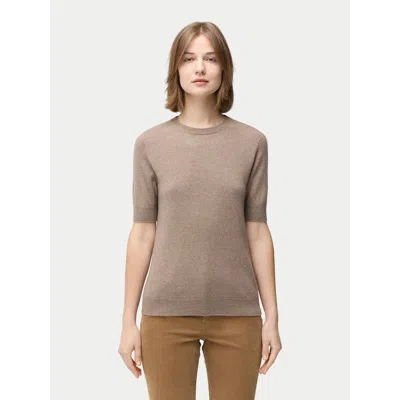 Gobi Mongolian Cashmere Crew Neck Cashmere Top In Taupe
