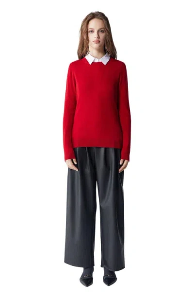 Gobi Mongolian Cashmere Crew Neck Sweater In Red