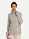 Gobi Mongolian Cashmere Cut-out Cashmere Turtleneck In Gray