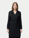 Gobi Mongolian Cashmere Double Breasted Cashmere Trench Coat In Black