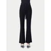 Gobi Mongolian Cashmere Drawstring Ribbed Cotton Silk Cashmere Blend Flares In Black