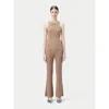 Gobi Mongolian Cashmere Drawstring Ribbed Cotton Silk Cashmere Blend Flares In Timber Wolf