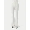 Gobi Mongolian Cashmere Drawstring Ribbed Cotton Silk Cashmere Blend Flares In Whisper White