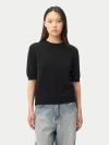 Gobi Mongolian Cashmere Elbow-length Sleeve Cashmere Sweater In Black