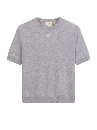 Gobi Mongolian Cashmere Elbow-length Sleeve Cashmere Sweater In Gray