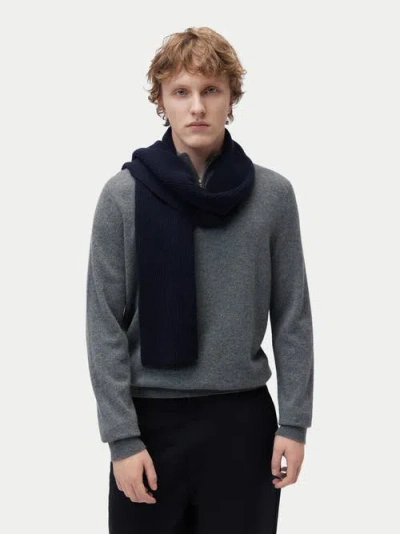 Gobi Mongolian Cashmere Fisherman Knit Scarf In Blue