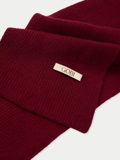 Gobi Mongolian Cashmere Fisherman Knit Scarf In Burgundy
