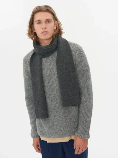 Gobi Mongolian Cashmere Fisherman Knit Scarf In Charcoal