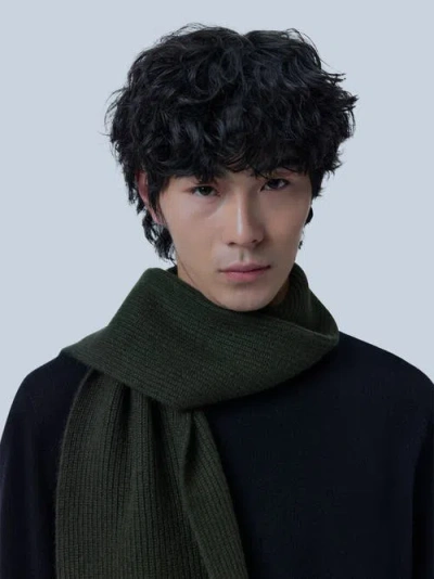 Gobi Mongolian Cashmere Fisherman Knit Scarf In Green