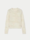 Gobi Mongolian Cashmere Floral Pattern Ajour-knit Cashmere Sweater In Off White