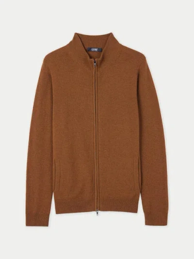Gobi Mongolian Cashmere Full-zip Cashmere Cardigan In Chipmunk