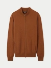 Gobi Mongolian Cashmere Full Zip Stand Collar Cardigan In Brown