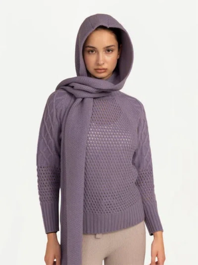 Gobi Mongolian Cashmere Hooded Cashmere Scarf In Purple