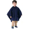 Gobi Mongolian Cashmere Kids Hooded Cashmere Poncho In Blue