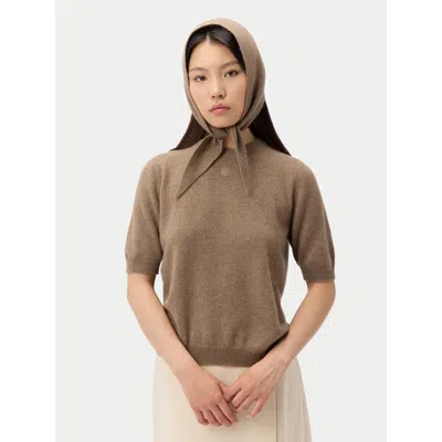 Gobi Mongolian Cashmere Knitted Cashmere Neckerchief In Brown