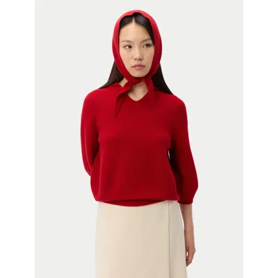 Gobi Mongolian Cashmere Knitted Cashmere Neckerchief In Red