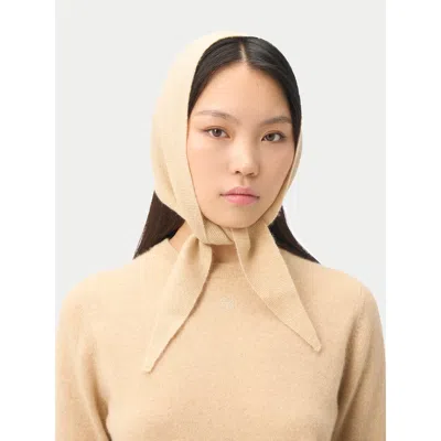Gobi Mongolian Cashmere Knitted Cashmere Neckerchief In Sand