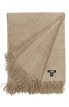 Gobi Mongolian Cashmere Large Blanket With Fringe In Brown