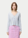Gobi Mongolian Cashmere Lightweight Cashmere Silk Cardigan In Ice Flow