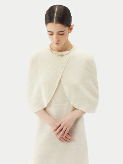 Gobi Mongolian Cashmere Lightweight Silk Cashmere Capelet In White