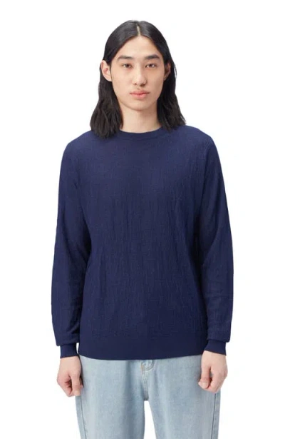 Gobi Mongolian Cashmere Lightweight Silk Cashmere Textured Sweater Taupe In Blue