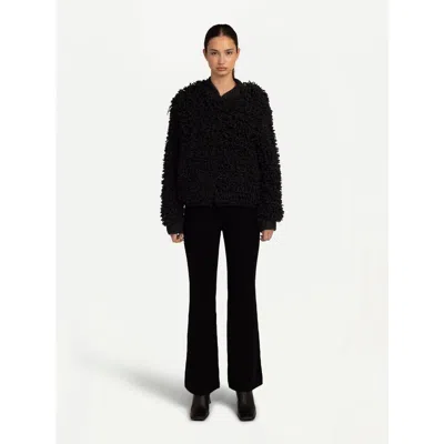 Gobi Mongolian Cashmere Loop-stitch Cashmere Cardigan In Charcoal