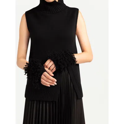 Gobi Mongolian Cashmere Loop-stitch Cashmere Fingerless Gloves In Black