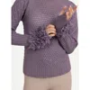 Gobi Mongolian Cashmere Loop-stitch Cashmere Fingerless Gloves In Purple