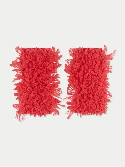 Gobi Mongolian Cashmere Loop-stitch Cashmere Fingerless Gloves In Sugar Coral